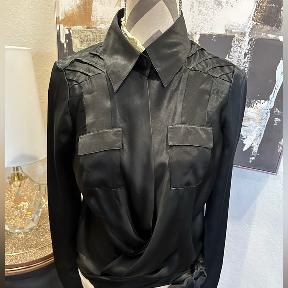 Diane Von Furstenberg Tops - Diane Von Furstenburg Alena  black Silk Wrap Blouse